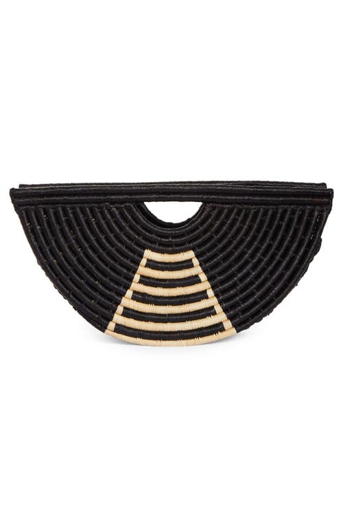 Shop Eilaf Large Half Moon Raffia Handbag In Black