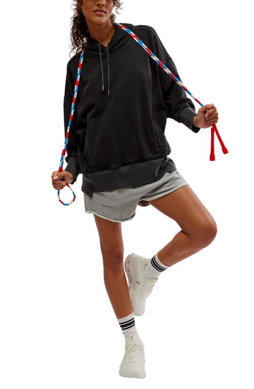 Shop Free People Fp Movement Sprint To The Finish Oversize Cotton Blend Hoodie In Black