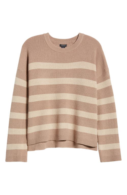 Shop Halogenr Halogen(r) Stripe Crewneck Sweater In Warm Ash Brown