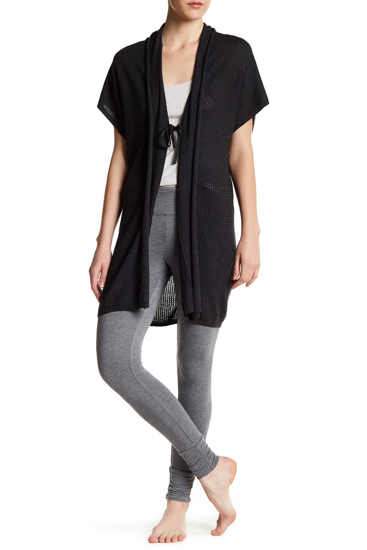 short sleeve longline cardigan