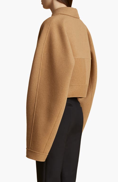 Shop Khaite Sue Crop Wool Felt Jacket In Camel