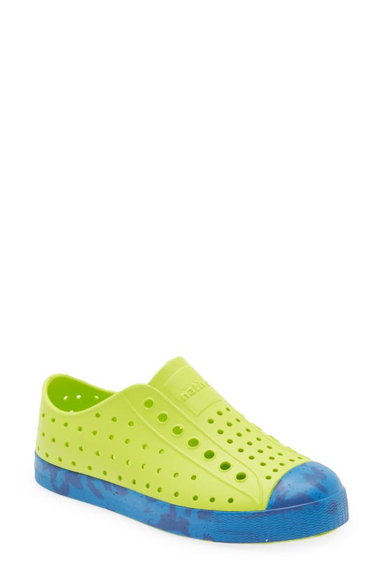 Native Shoes Kids' Jefferson Print Slip-on Sneaker In Chartreuse Green/ Marble