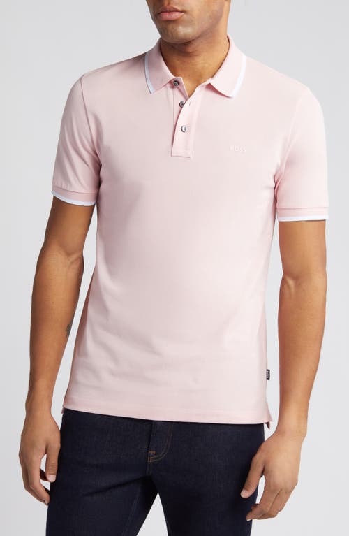 BOSS Parlay Tipped Cotton Polo Light Pink at Nordstrom,