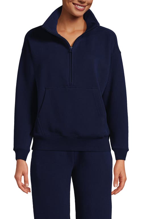 Shop Lands' End Serious Sweats Relaxed Long Sleeve Half Zip Sweatshirt In Deep Sea Navy