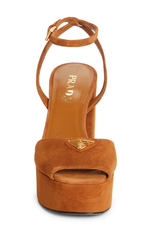 PRADA PRADA TRIANGLE LOGO ANKLE STRAP PLAFORM SANDAL
