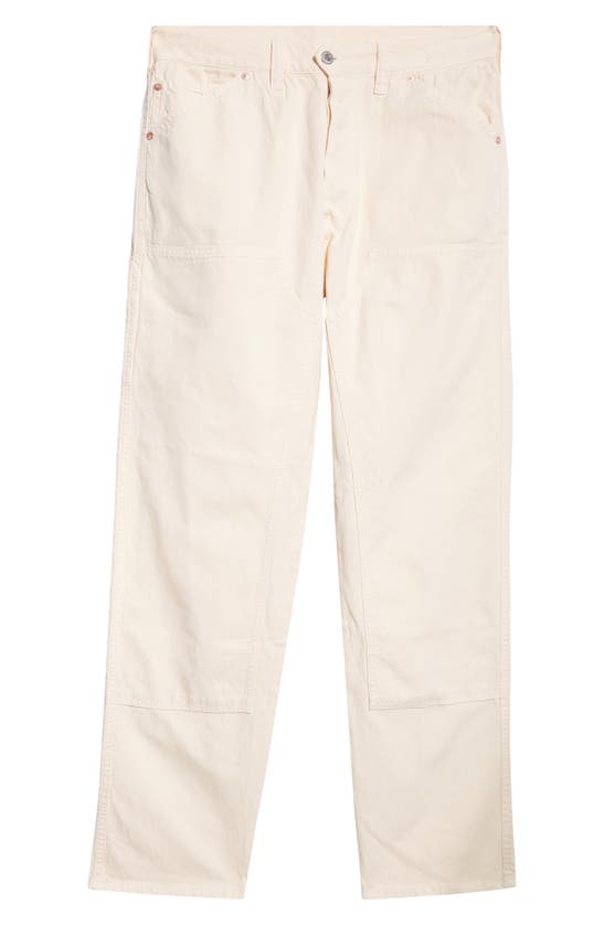 Shop Drake's Cotton & Linen Canvas Carpenter Pants In Ecru