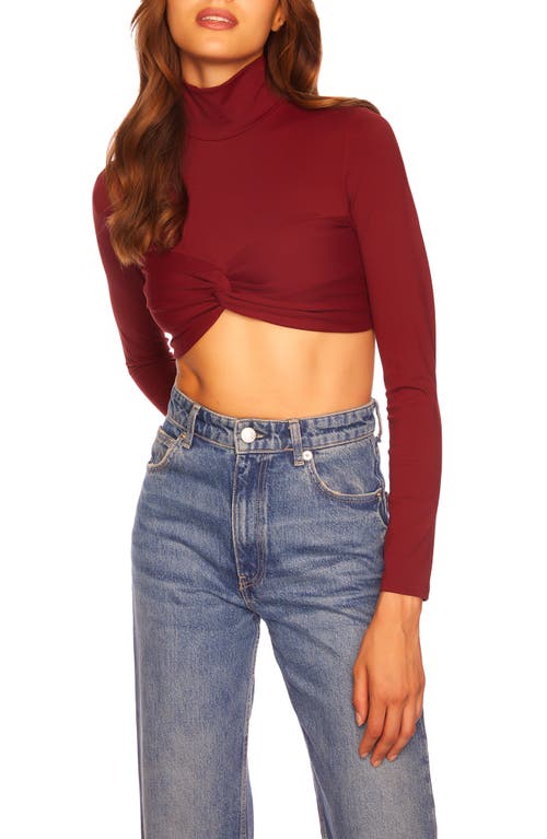 Susana Monaco Twist Front Mock Neck Crop Top Oxblood at Nordstrom,