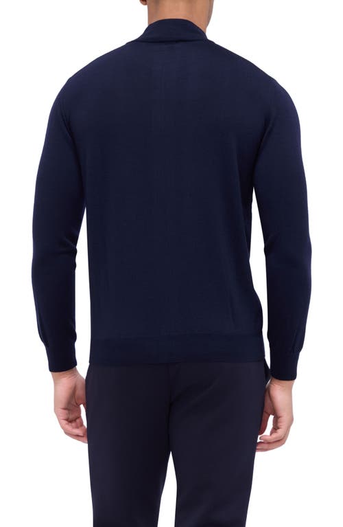 Shop Bugatchi Merino Wool Full Zip Jacket In Navy