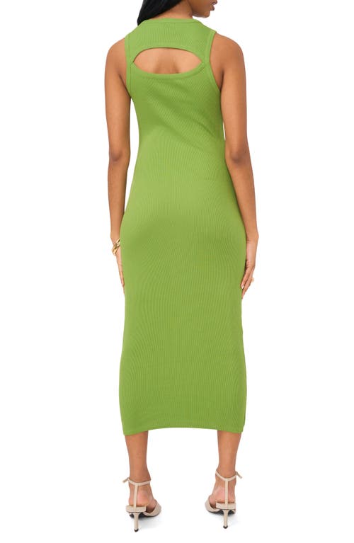 Shop 1.state Back Cutout Cotton Rib Midi Dress In Salted Lime Green