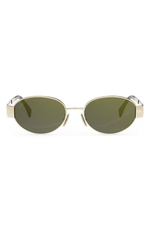 Celine Triomphe 54mm Oval Sunglasses In Shiny Endura Gold/green