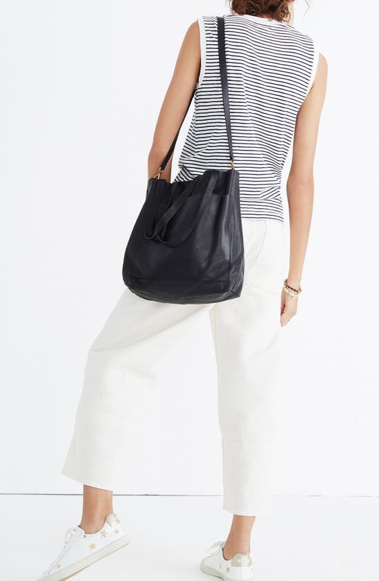 Madewell Medium Leather Transport Tote In True Black