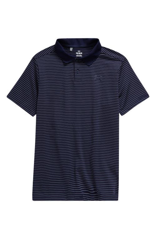 Under Armour Kids' Performance Stripe Polo in Midnight Navy /White 