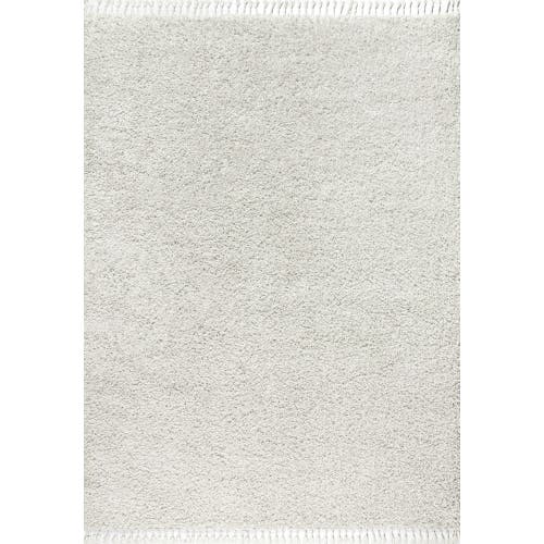 Jonathan Y Mercer Shag Plush Tassel Area Rug In White