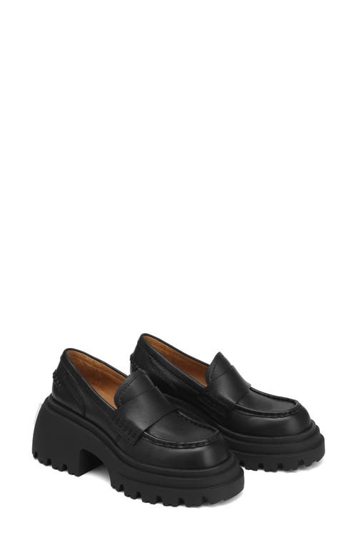 Swish Platform Loafer in Black-Leather