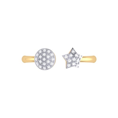 Luvmyjewelry Full Moon Star Sterling Silver Diamond Open Ring In 14kt Gold Vermeil On Sterling