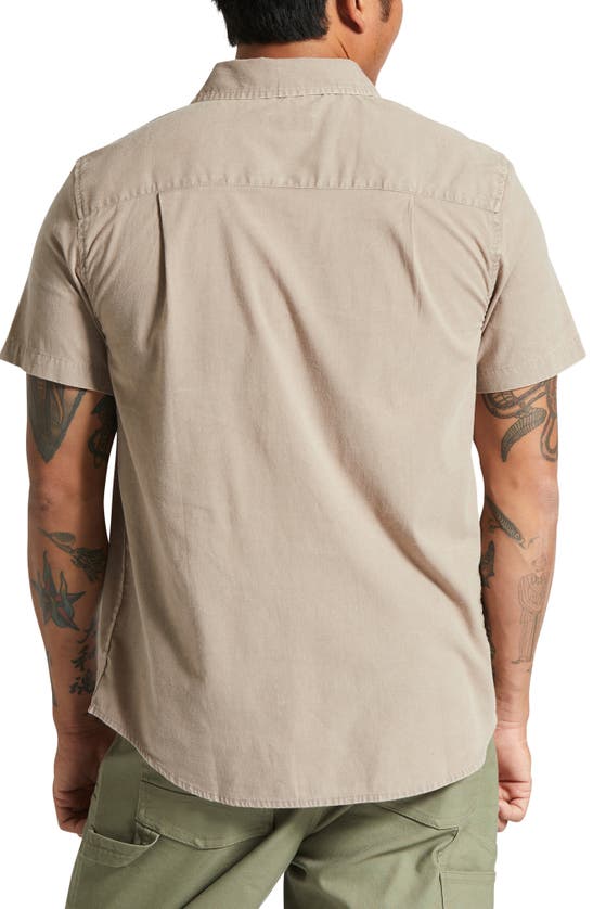 Shop Brixton Charter Short Sleeve Button-up Shirt In Cinder Grey Sol Wash