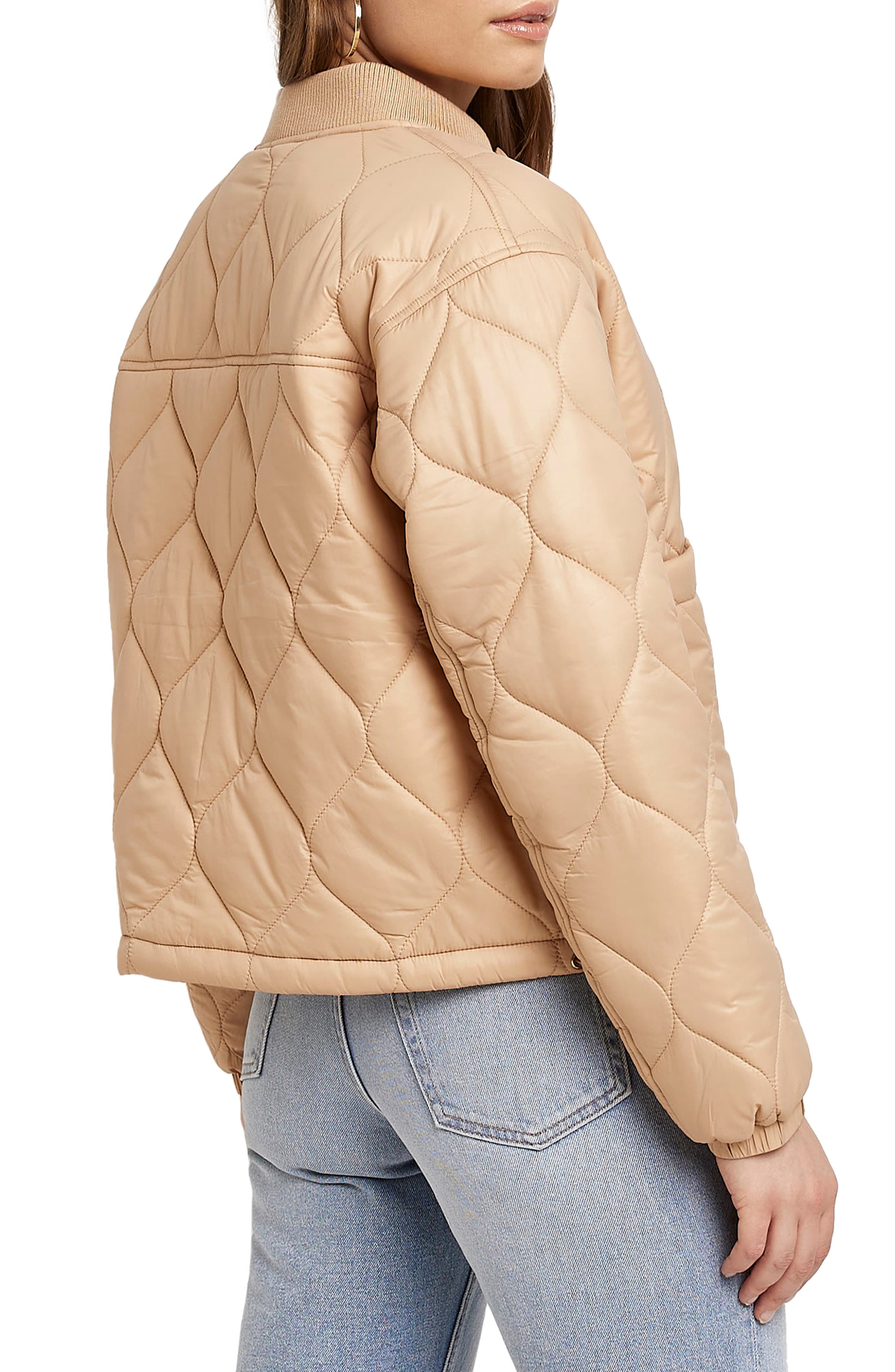 beige quilted bomber jacket