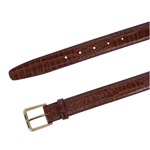 Trafalgar 30mm Mock Alligator Embossed Italian Leather Belt In Tan