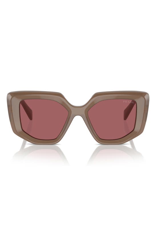 Prada Womens Brown Pr 14zs Irregular-frame Acetate Sunglasses In Dark Violet