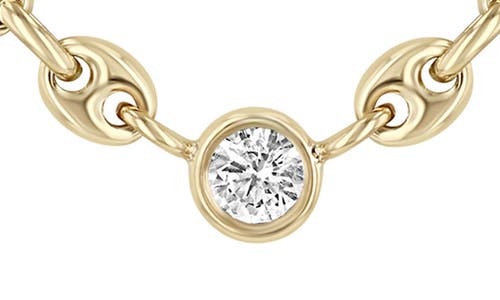 Zoë Chicco Floating Diamond Puffed Mariner Chain Necklace In 14k Yellow Gold