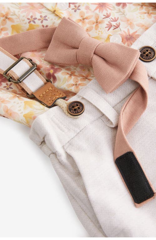 Shop Next Kids' Floral Shirt, Shorts, Tie & Suspenders Set In Pink