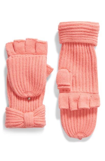 Kate Spade Solid Bow Pop Top Gloves In Chilled Apricot