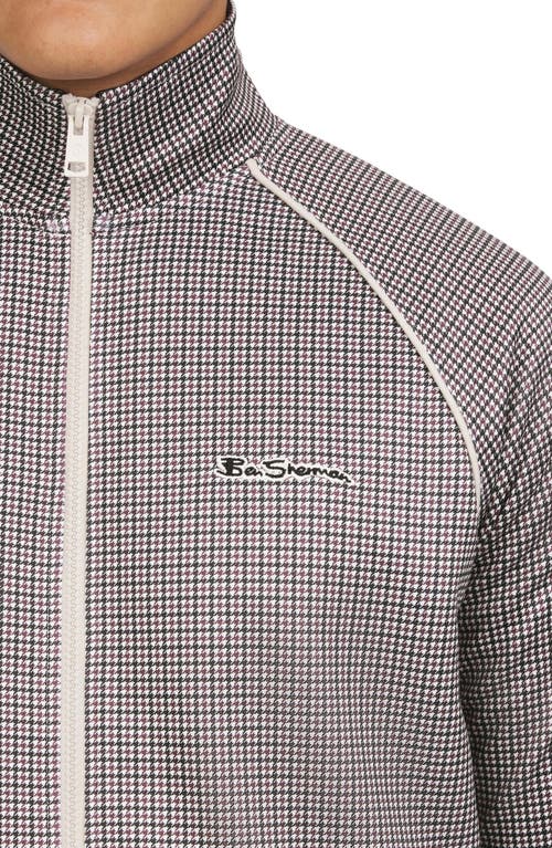 Ben Sherman Houndstooth Tricot Track Jacket In Tofu