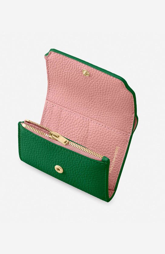 Maison De Sabre Maison De Sabré Leather Trifold Wallet In Emerald Lily