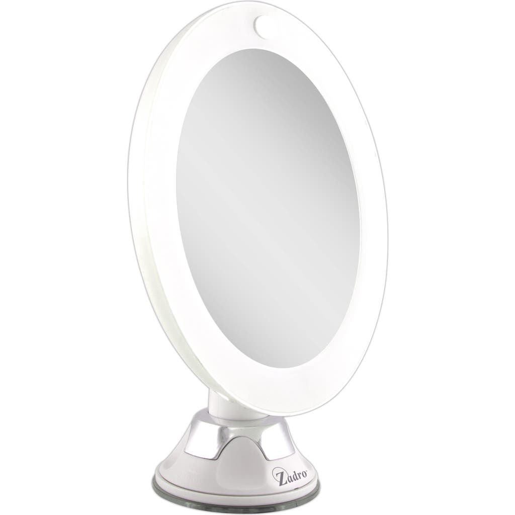 Zadro Lighted Wall Mounted Makeup Mirror With Magnification & Suction Cup In White