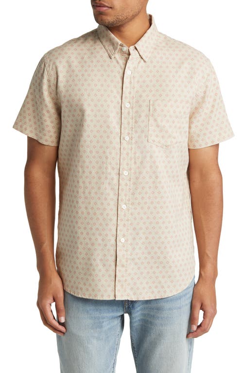Rails Fairfax Neat Short Sleeve Button-Up Shirt in Geo Diamond Spectrum Khaki