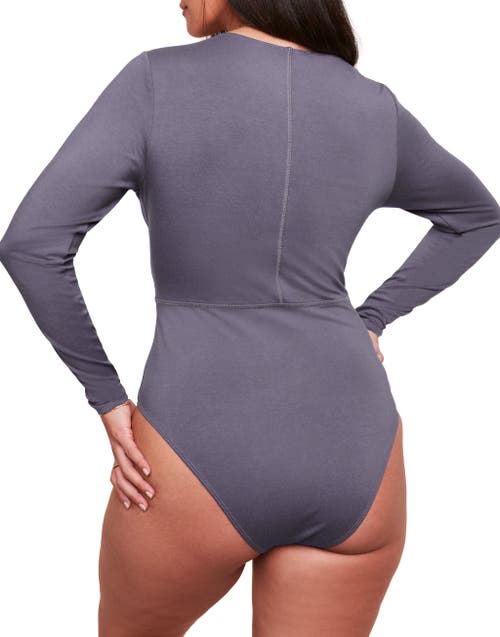 Shop Adore Me Ofra Long-sleeve Bodysuit In Dark Purple