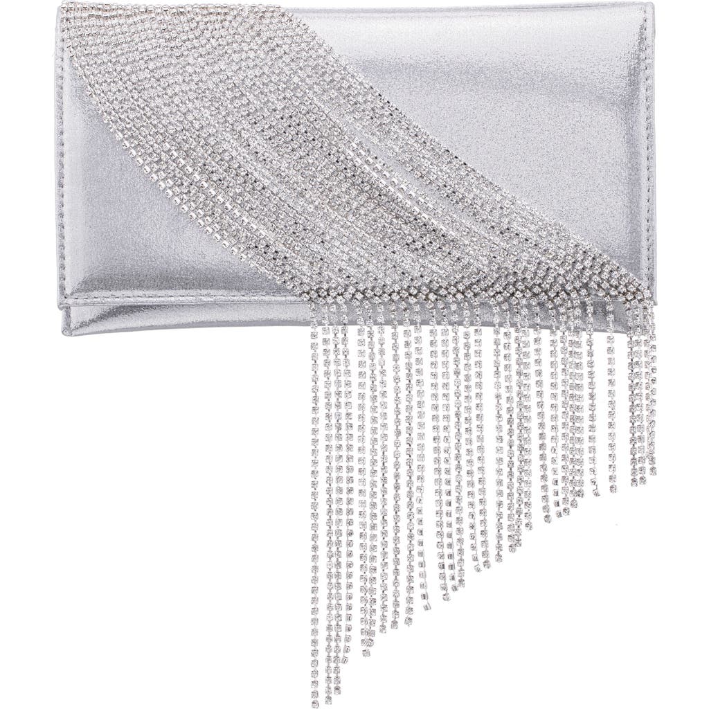 Nina Carma Fringe Clutch In Silver