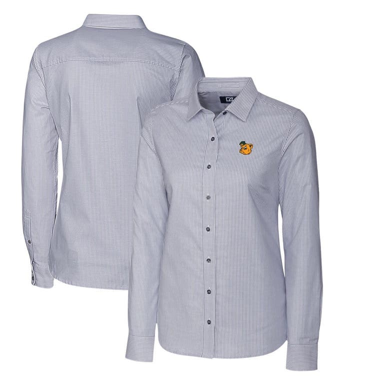 Shop Cutter & Buck Charcoal Baylor Bears Oxford Stripe Stretch Long Sleeve Button-up Shirt