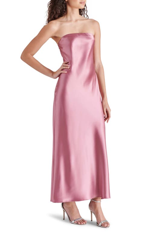 Shop Steve Madden Jessamine Strapless Stretch Satin Dress In Mauve Shadows