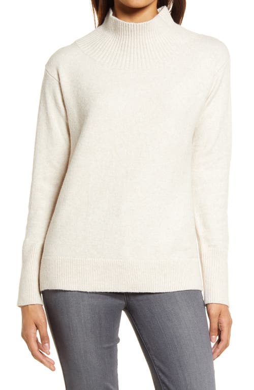 caslon(r) Mock Neck Cotton Blend Sweater in Beige Oatmeal Light Heather