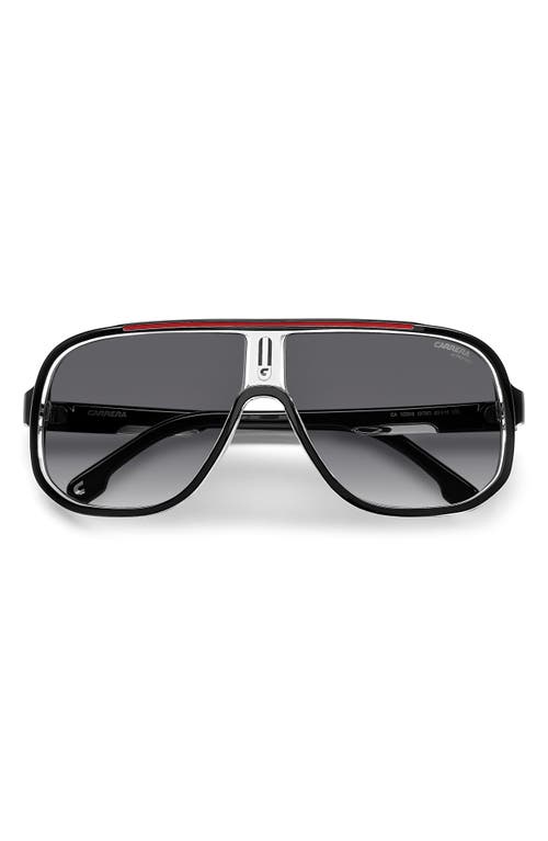 Shop Carrera Eyewear 63mm Oversize Rectangular Navigator Sunglasses In Black Red/grey Shaded