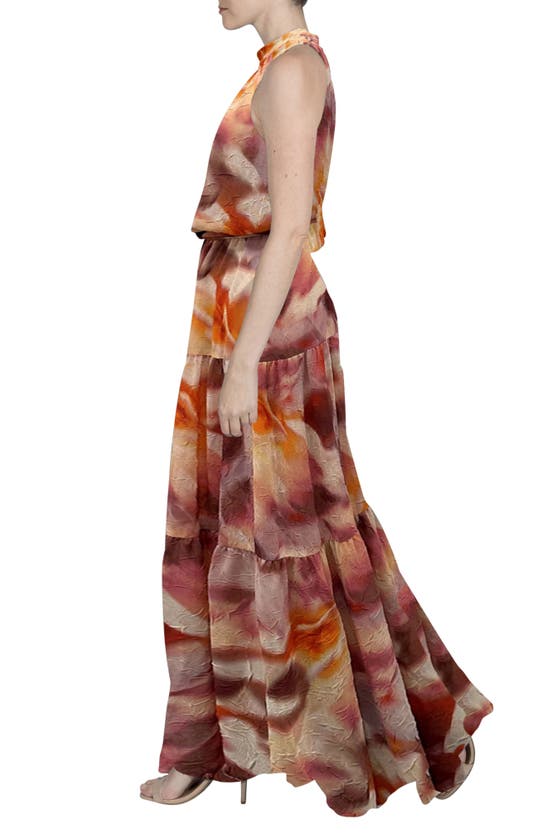 Shop Julia Jordan Abstract Print Crinkle Chiffon Maxi Dress In Blush Multi