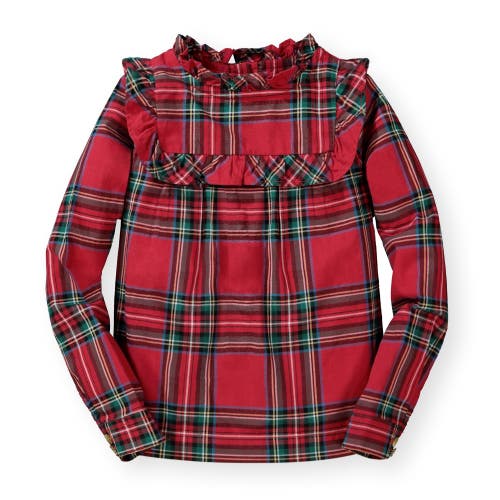 Shop Hope & Henry Girls' Ruffle Yoke Blouse, Toddler In Red Plaid