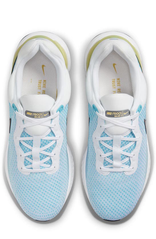 Nike Men's React Miler 3 Road Running Shoes In White/black/chlorine Blue/vivid Sulfur ModeSens