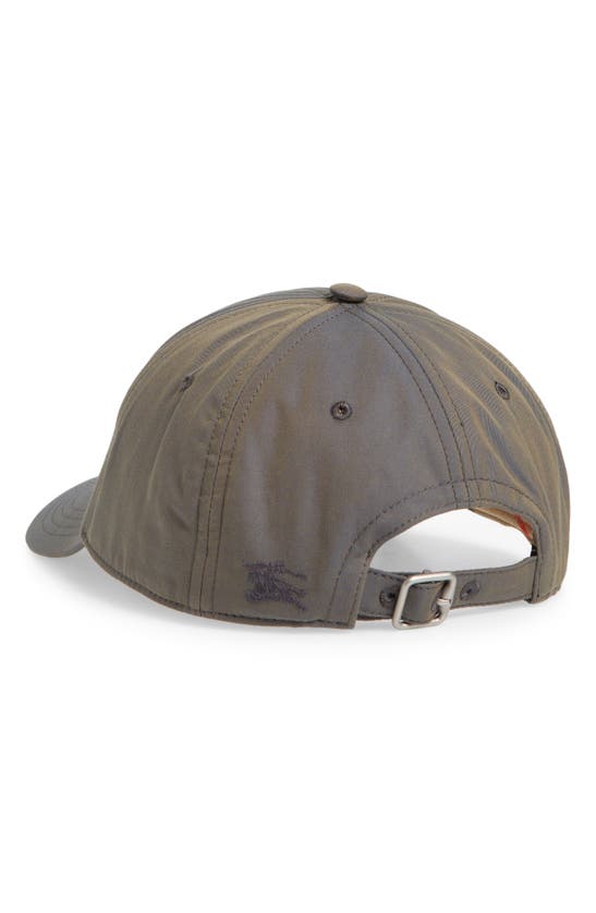 Shop Burberry Iridescent Cotton Twill Adjustable Baseball Cap In Iron