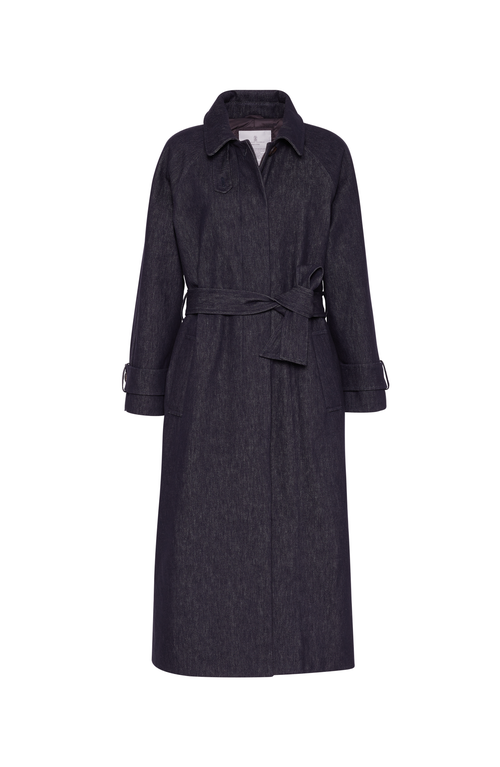 Shop Brunello Cucinelli Denim Trench Coat