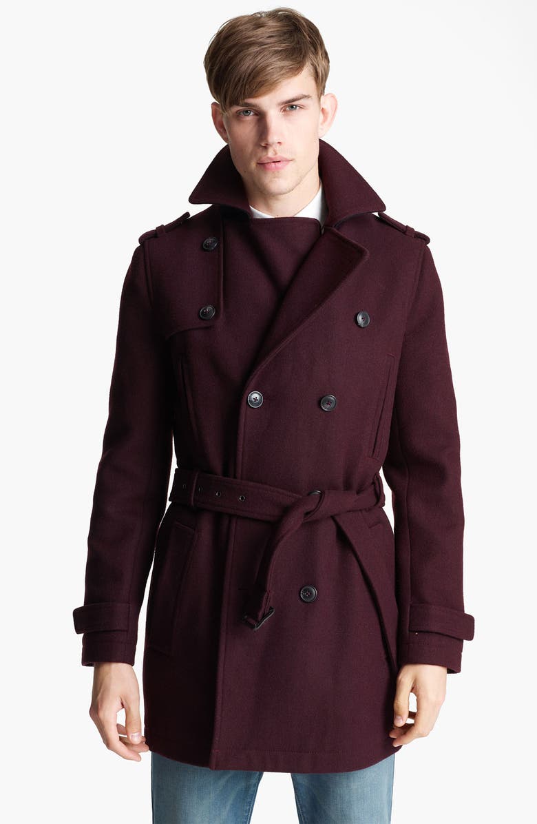 Topman Double Breasted Wool Blend Trench Coat | Nordstrom