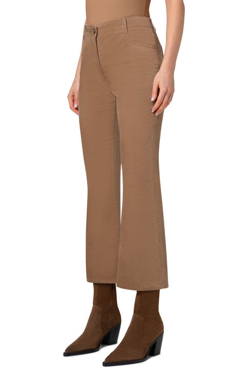 Shop Akris Punto Cali Stretch Velveteen Crop Bootcut Pants In Caramel