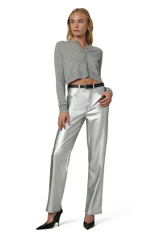 Shop Joe's The Margot High Waist Relaxed Straight Leg Faux Leather Jeans In Plated Silver