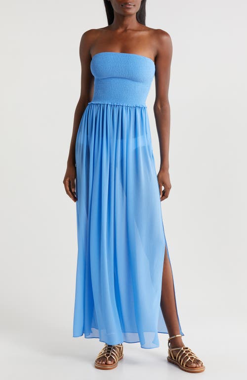 Ramy Brook Calista Strapless Georgette Cover-up Dress In Serene Blue