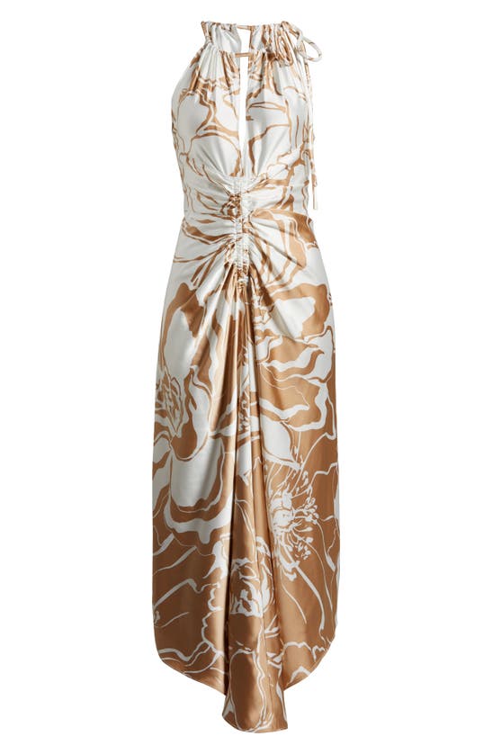 Shop Parker The Imani Cutout Ruched Maxi Dress In Taupe