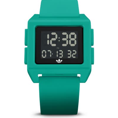 Adidas Archive Digital Silicone Strap Watch, 40Mm