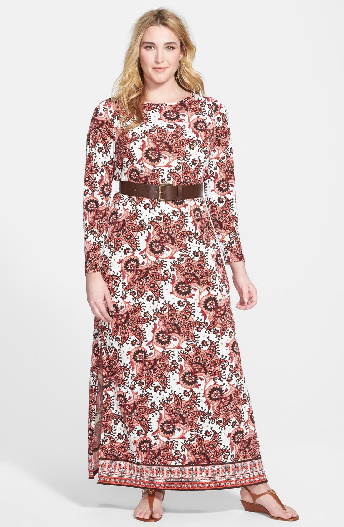 MICHAEL Michael Kors 'Padua' Print Boatneck Maxi Dress (Plus Size