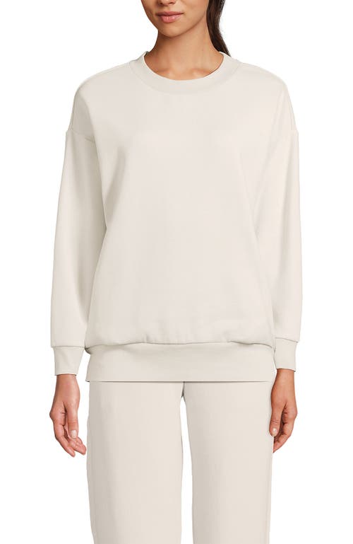 Shop Lands' End Serious Sweats Relaxed Long Sleeve Crew Neck Sweatshirt In Moonstone