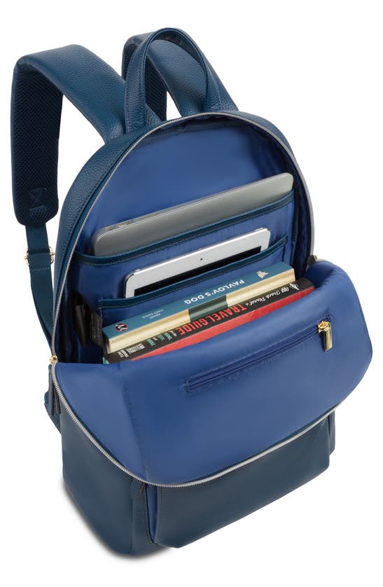 Shop Swissgear 9901 Faux Leather Laptop Backpack In Navy